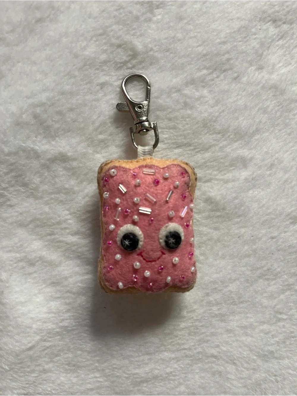 Pop tart Pink Felt Pop-Tart Keychain with Beaded Sprinkles